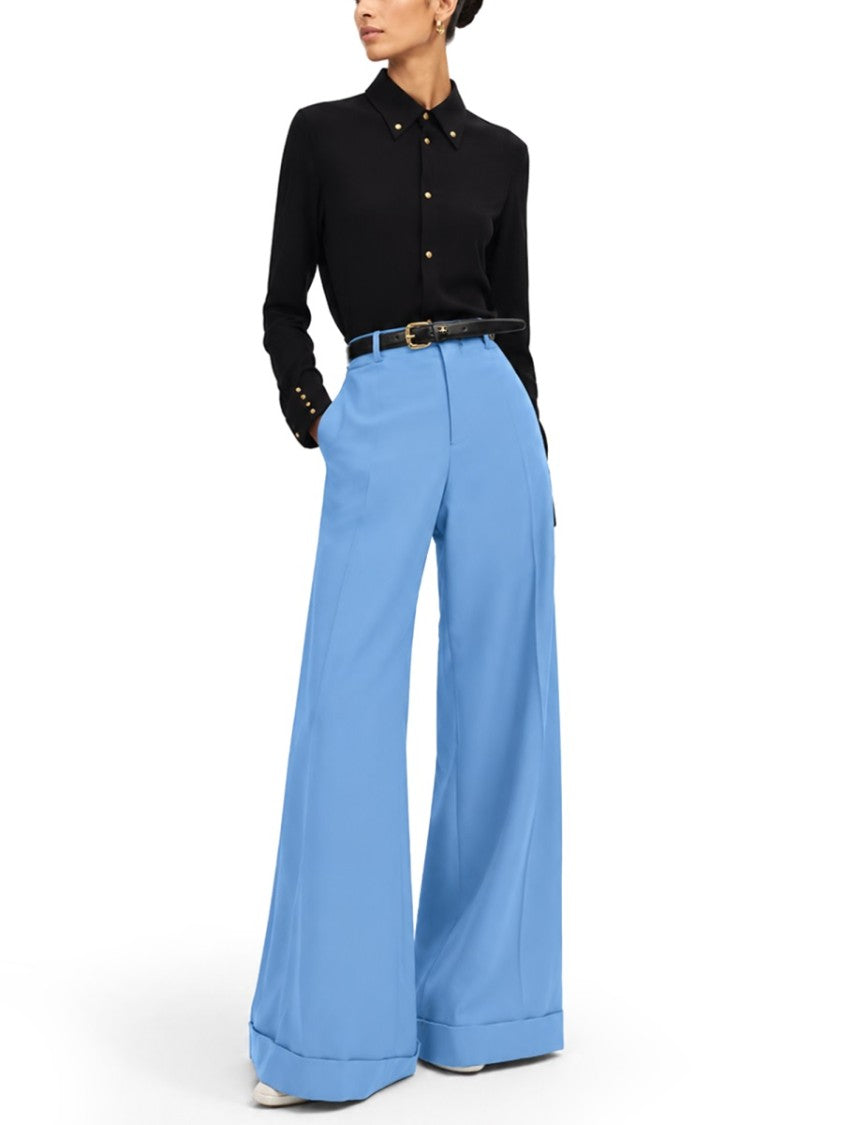 Celine Wide-Leg Trousers With Medium Waist And Buttoned Welt Pockets
