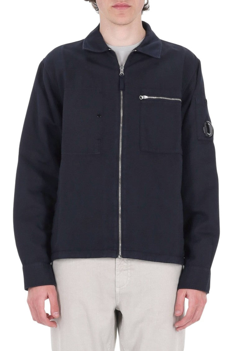 C.P. Company Blue Cotton-Linen Zip Overshirt Jacket