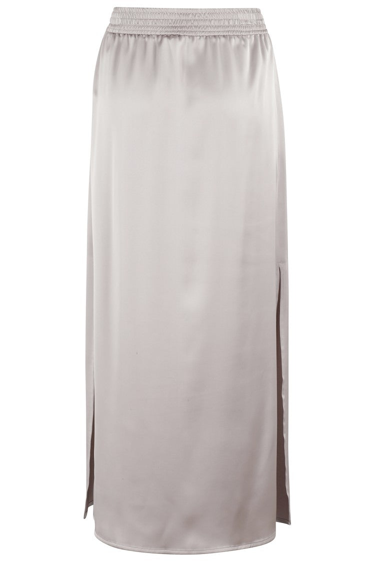 Herno Satin Finish Skirt With Drawstring Waist And Side Slits