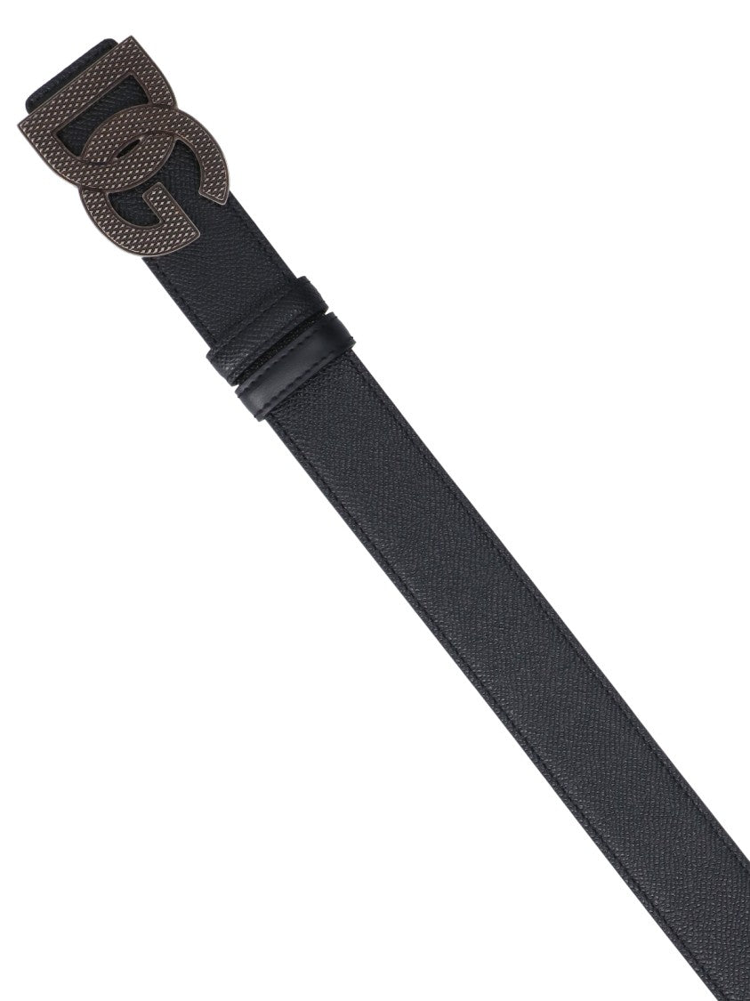 Dolce & Gabbana Black Interlocking Initials Leather Belt