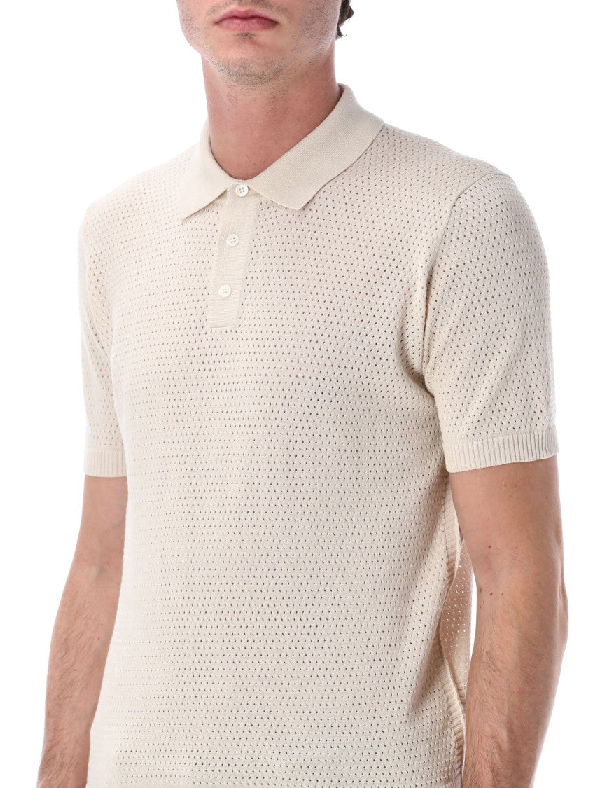 Roberto Collina Perforated Cotton Ribbed Finishes Polo Shirt