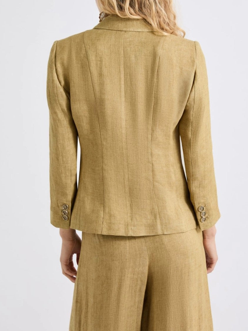 Marella Black Mllcardato Tailored Linen Blazer