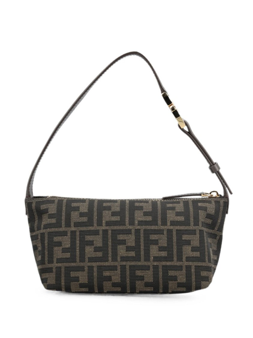 Fendi Geometric Monogram Gold Accent Shoulder Bag