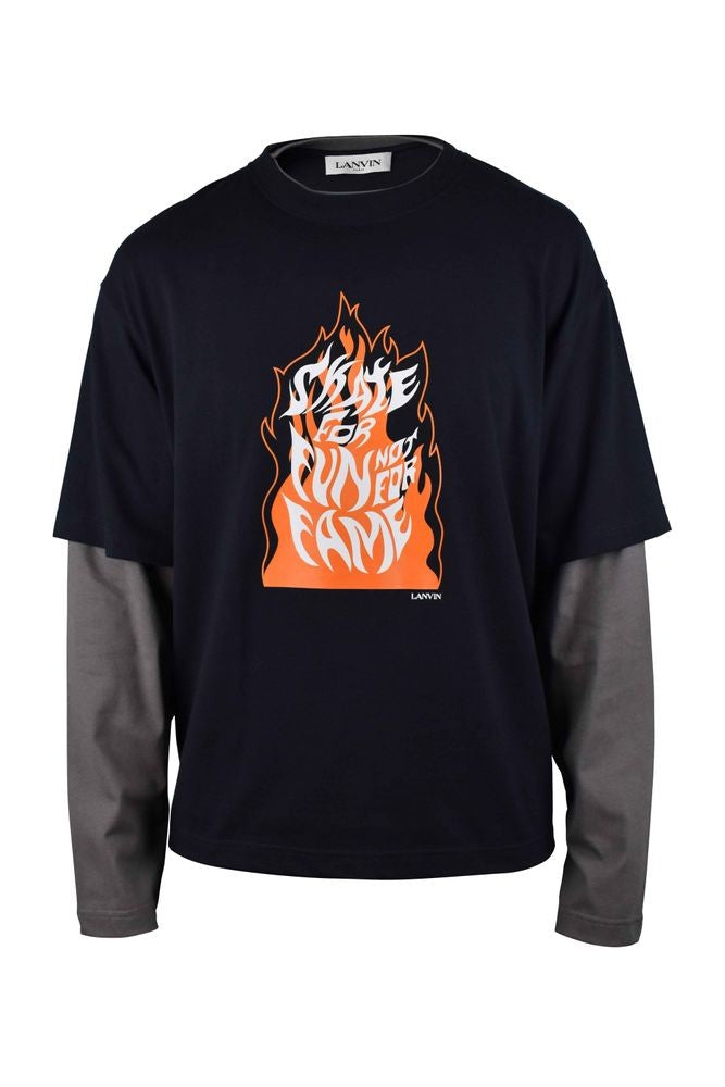Lanvin Layered Long-Sleeve T-Shirt With Graphic Flame Design