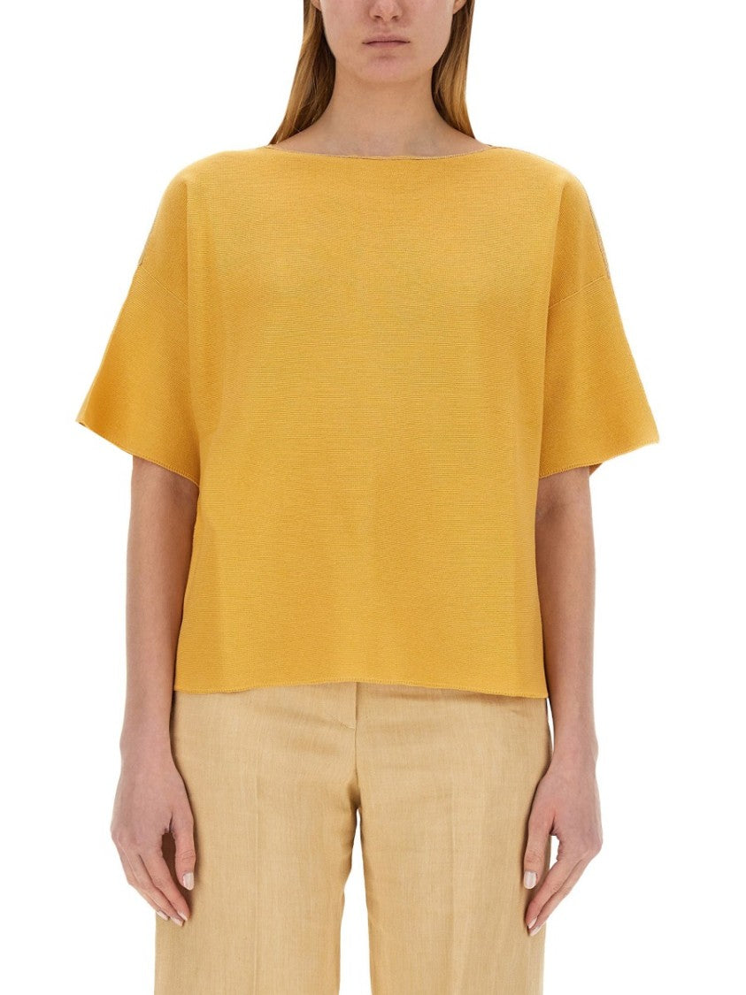 Fabiana Filippi Relaxed-Fit Cotton Top With Wide Neckline