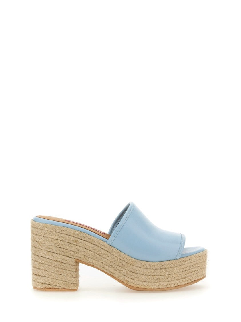 Moschino Denim-Inspired Slide Sandals With Espadrille-Style Sole