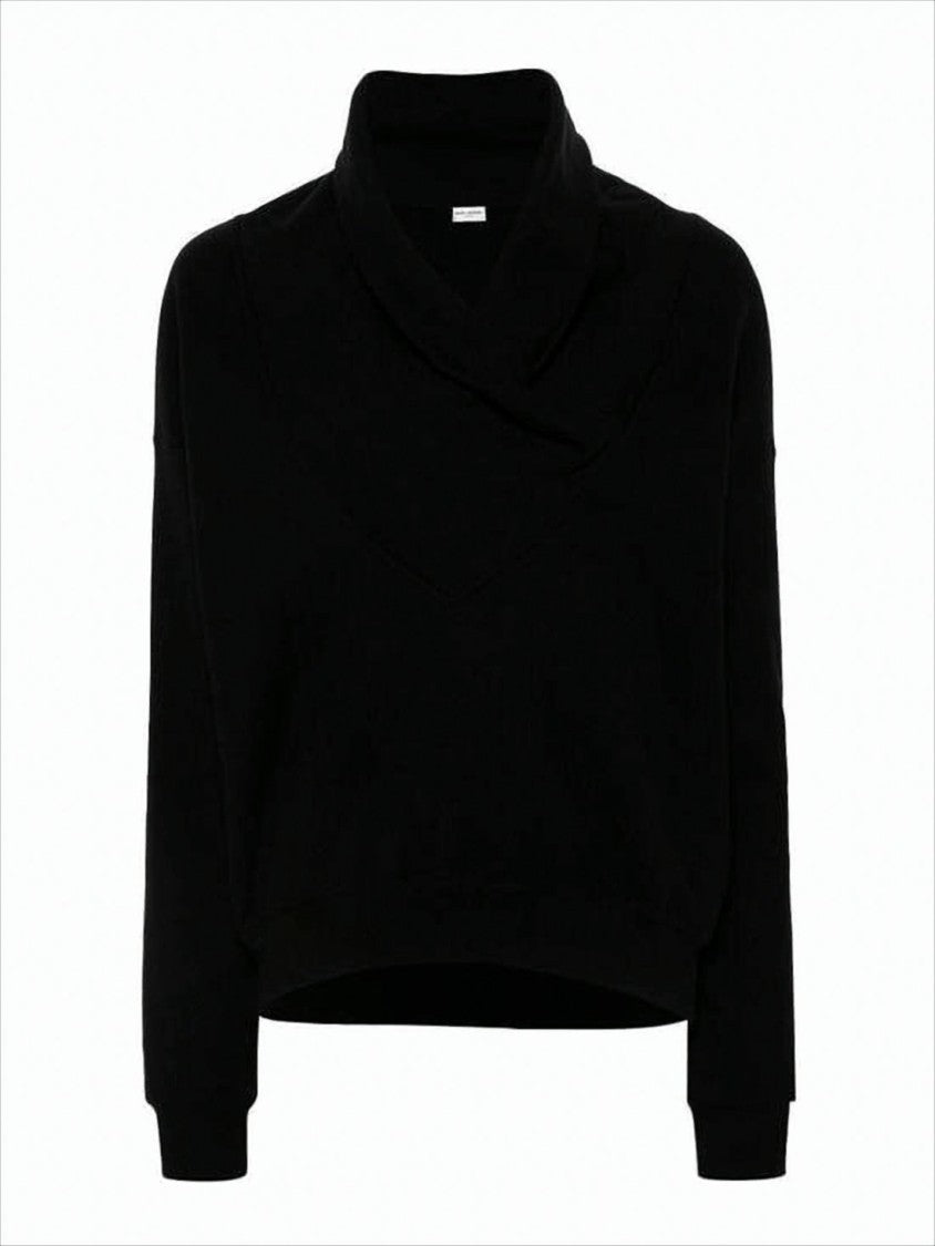 Saint Laurent Draped Cowl Neck Long-Sleeve Top
