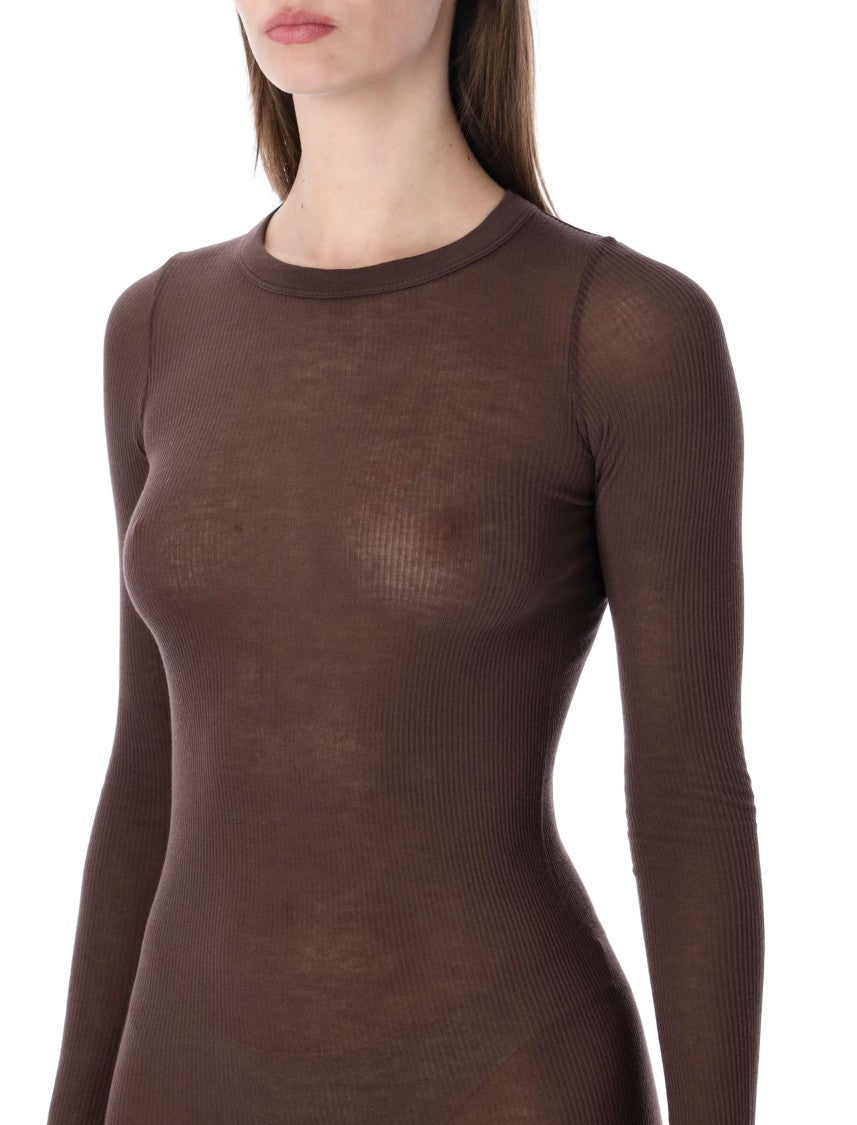 Rick Owens Ribbed Long-Sleeve Dress