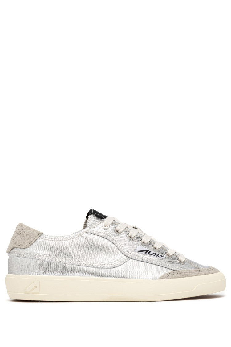 Autry Silver Windscape Laminated Canvas Sneakers