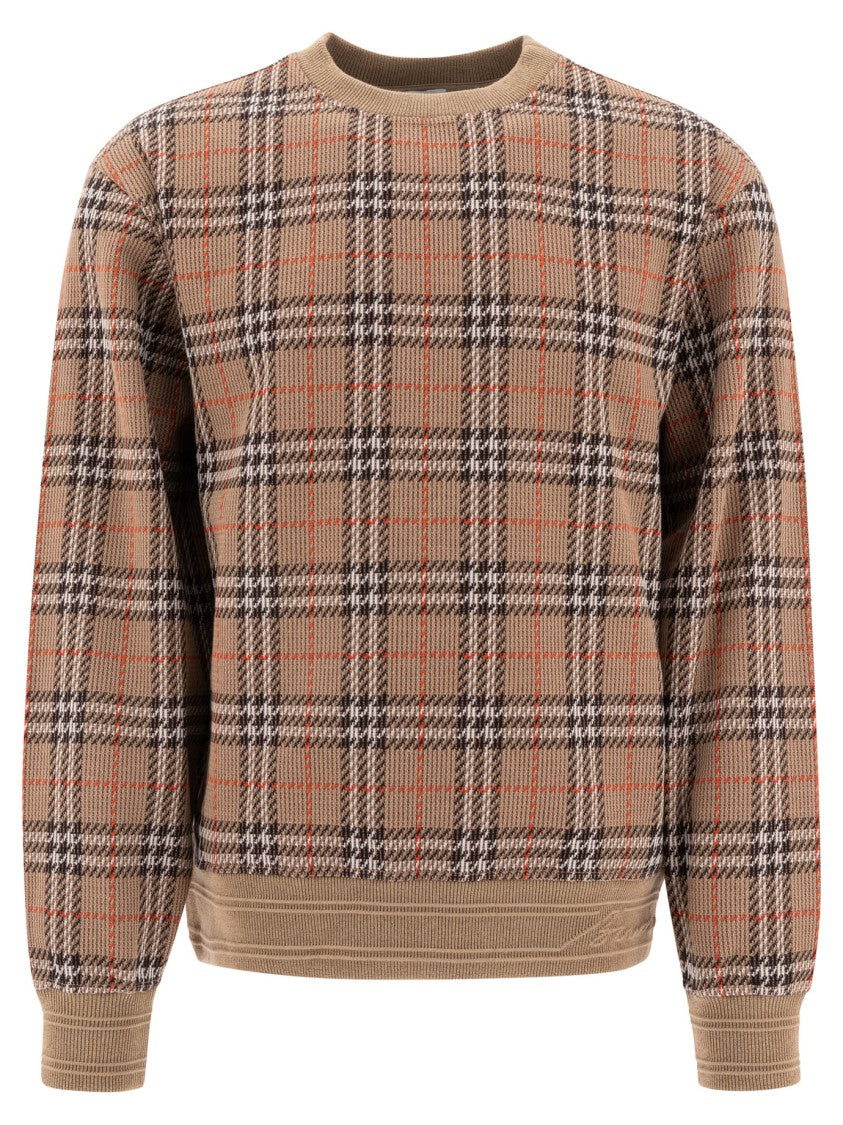Burberry Cotton Check Crewneck Sweatshirt