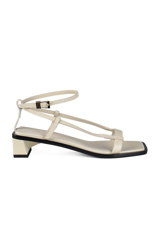 Anest Collective Crossover White Leather Sandals With Square Toe