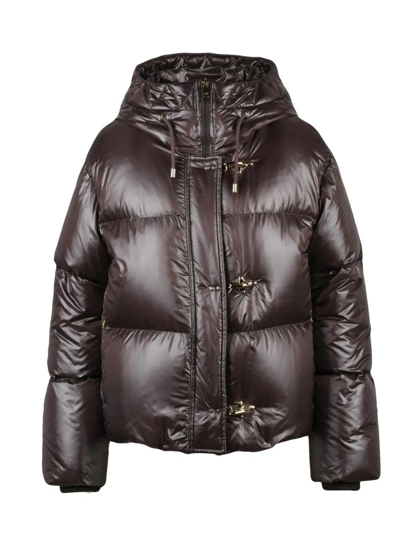 Fay Brown Polyamide Toggle Down Jacket