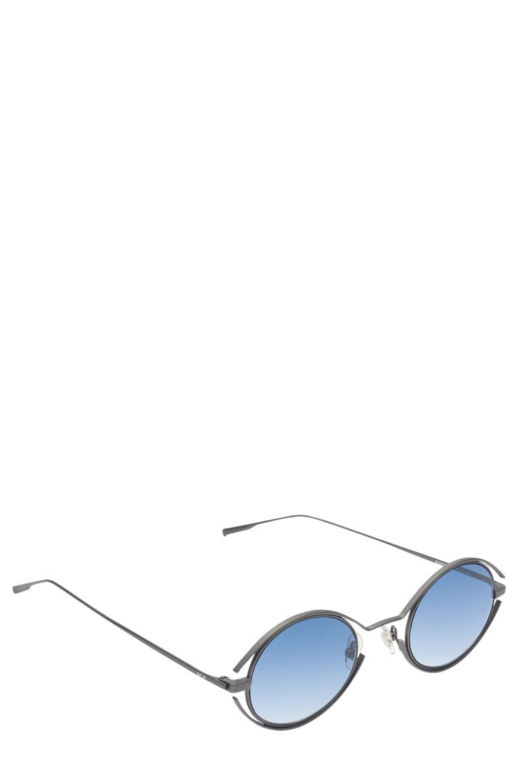 District People Bugis Gunmetal Oval Blue Gradient Lens Sunglasses