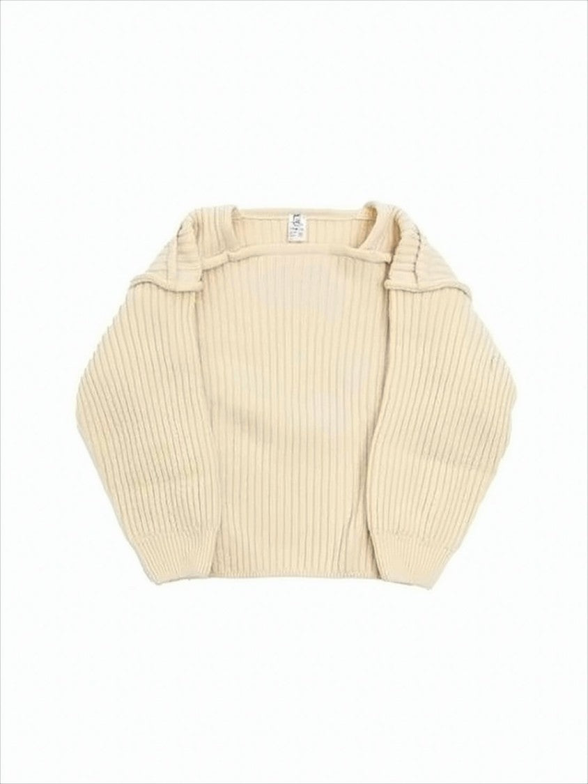 Baserange Ribbed Crop Sweater With Off-Shoulder Neckline