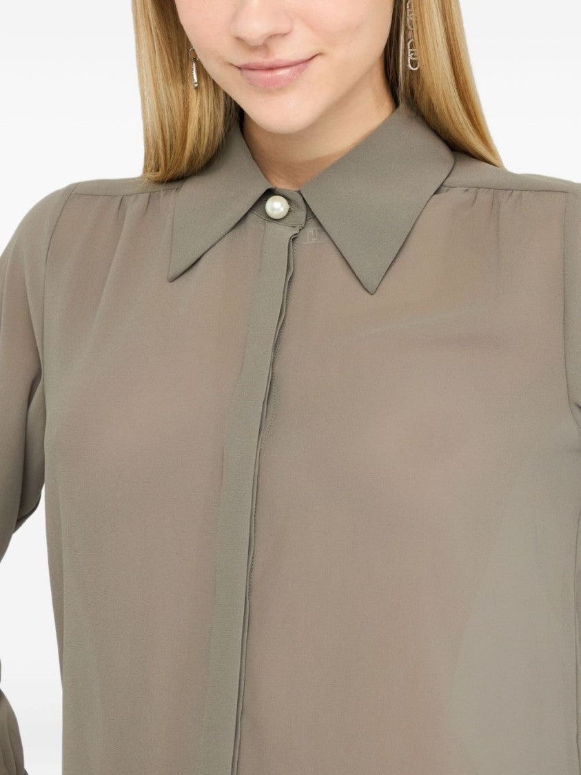 Liu Jo Classic Collar Shirt With Long Sleeves And Sheer Fabric