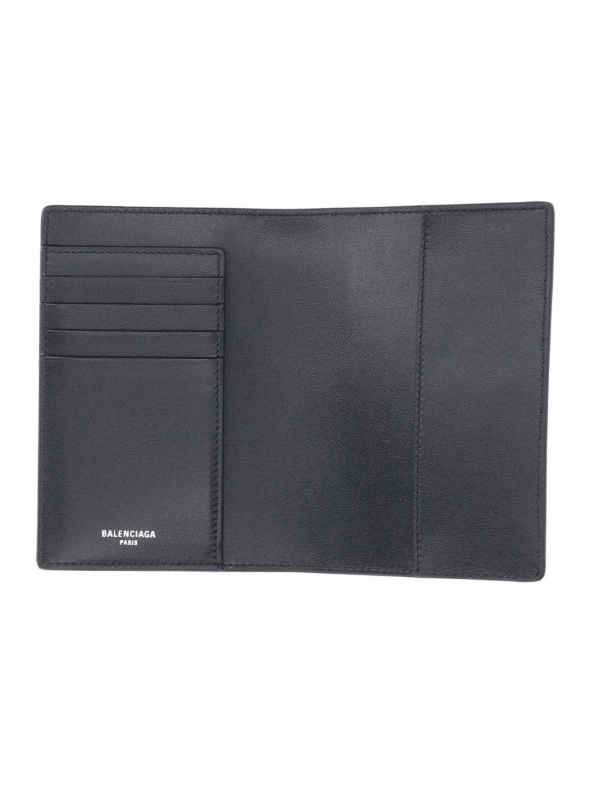 Balenciaga Black Passport Saffiano Leather Wallet Case