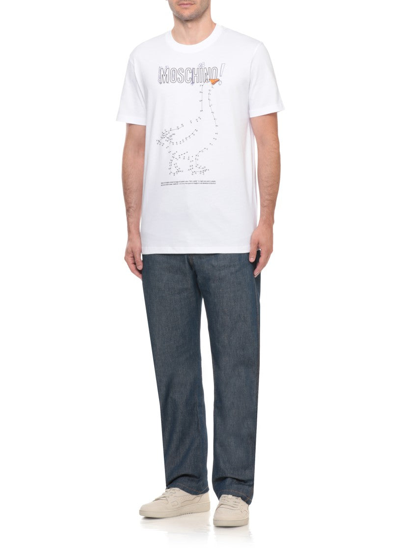 Moschino White Short-Sleeve Playful Logo Cotton T-Shirt