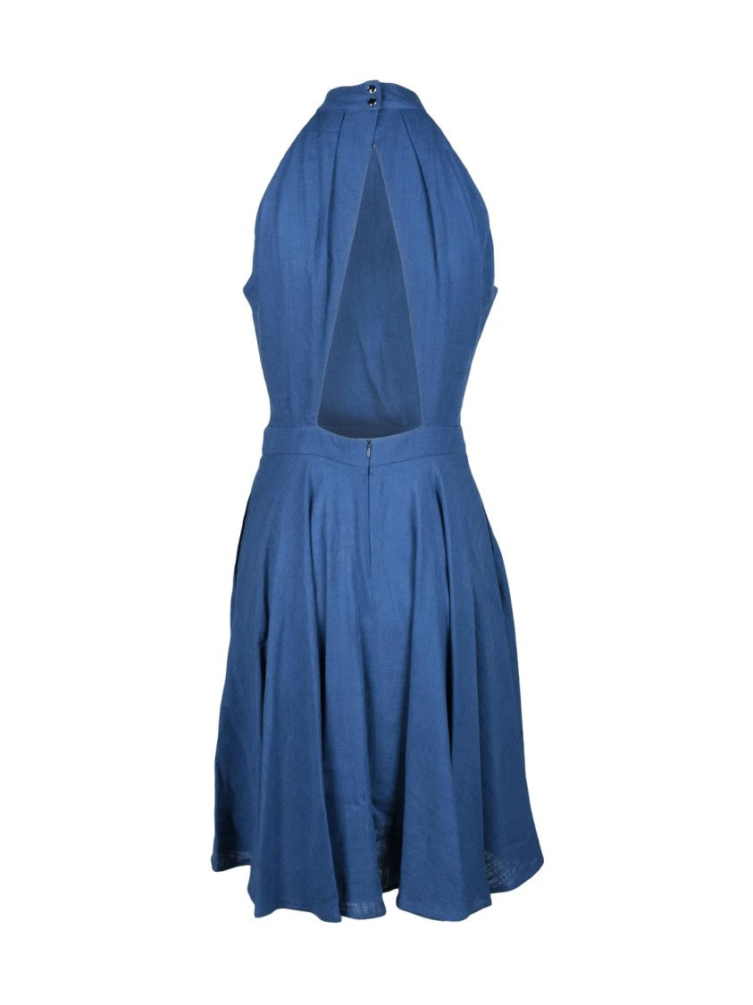 Love Moschino Blue Viscose Linen Midi Dress