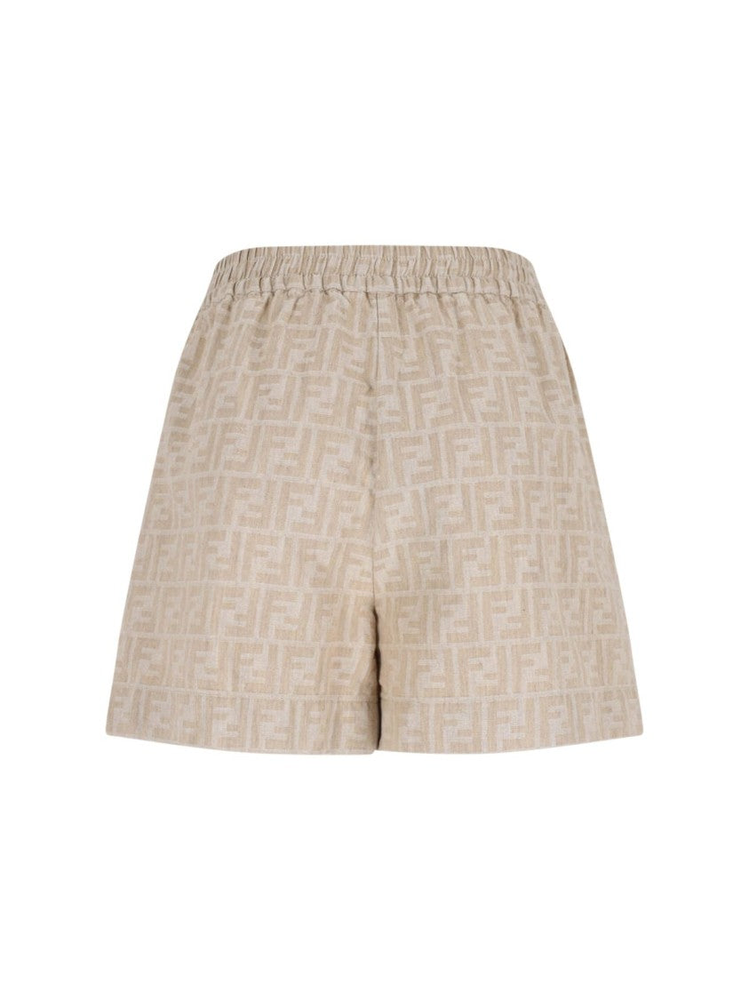 Fendi Tailored Mid-Thigh Beige Shorts With Clean Silhouette