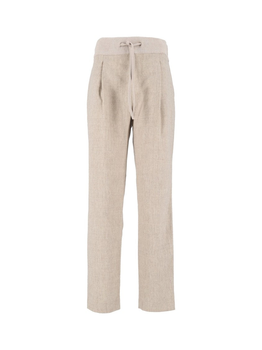 Fabiana Filippi Greige Flannel Knit Waistband Jogging Trousers