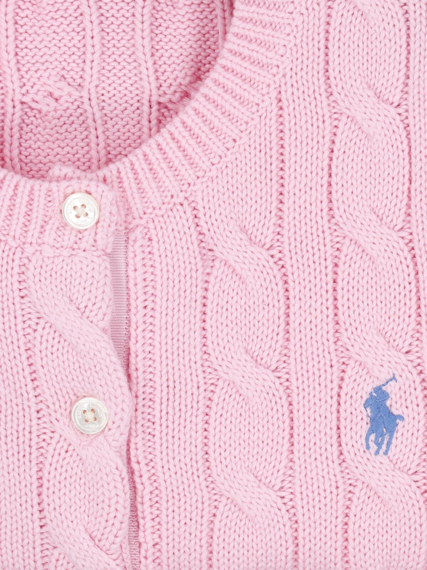 Polo Ralph Lauren Pink Cable-Knit Button-Down Cardigan