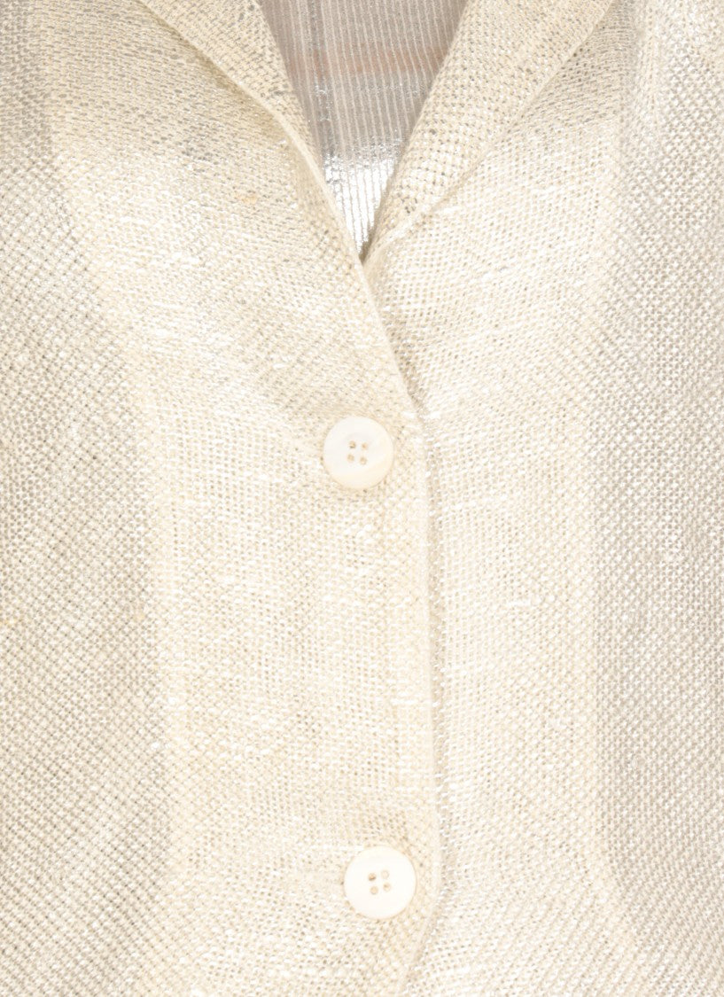 Avant Toi Silver Lurex Linen Blazer