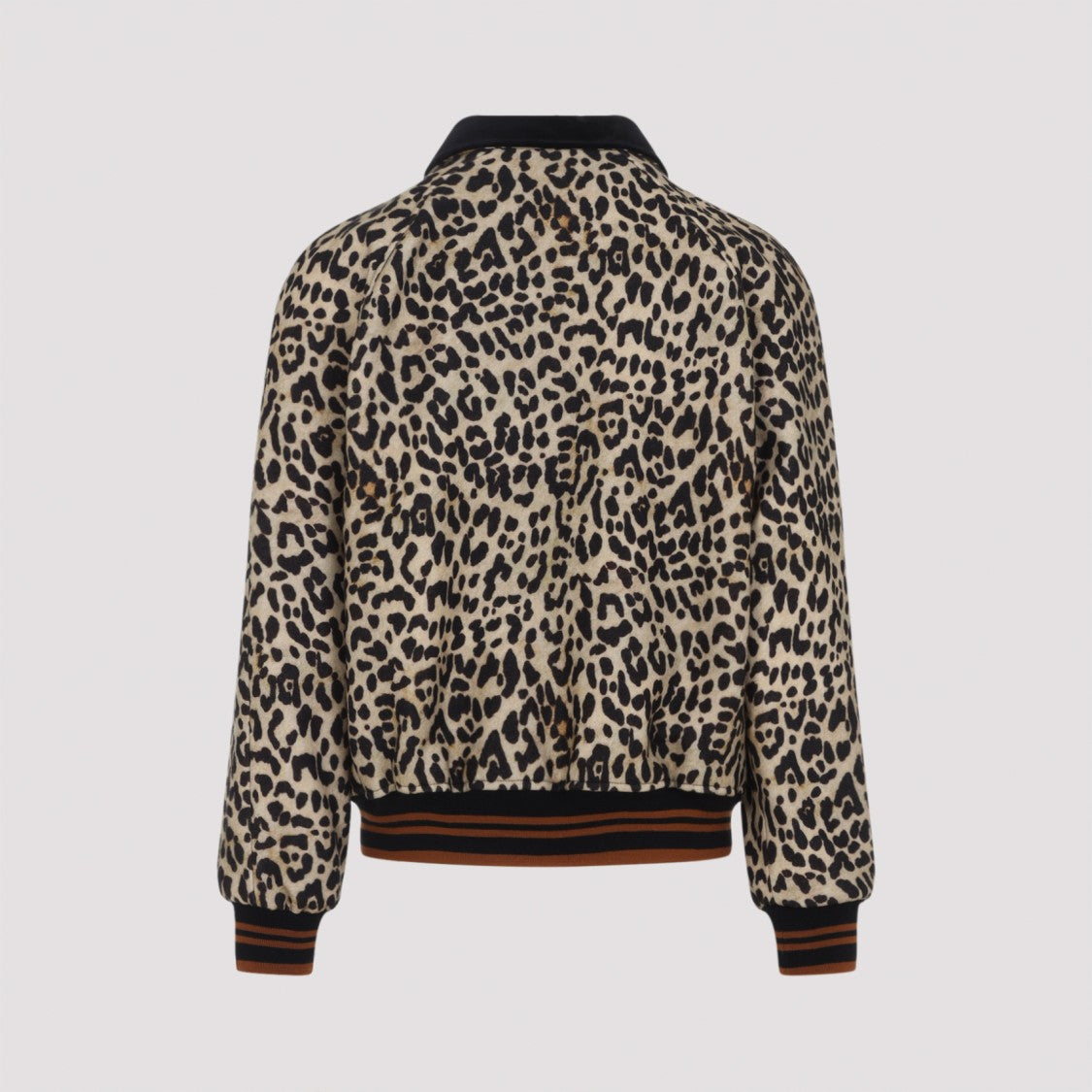 Valentino Brown Wool Jacket With Leopard Print And Velvet Collar