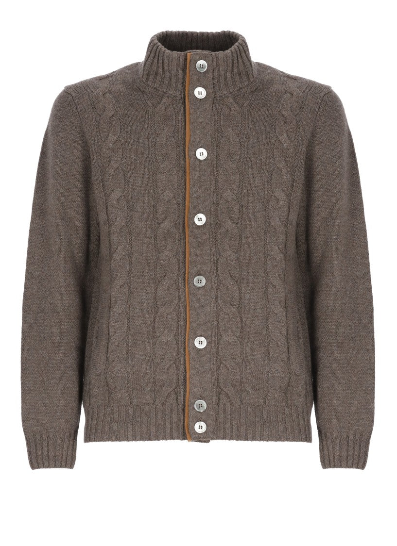 Della Ciana Brown Wool-Blend Cardigan