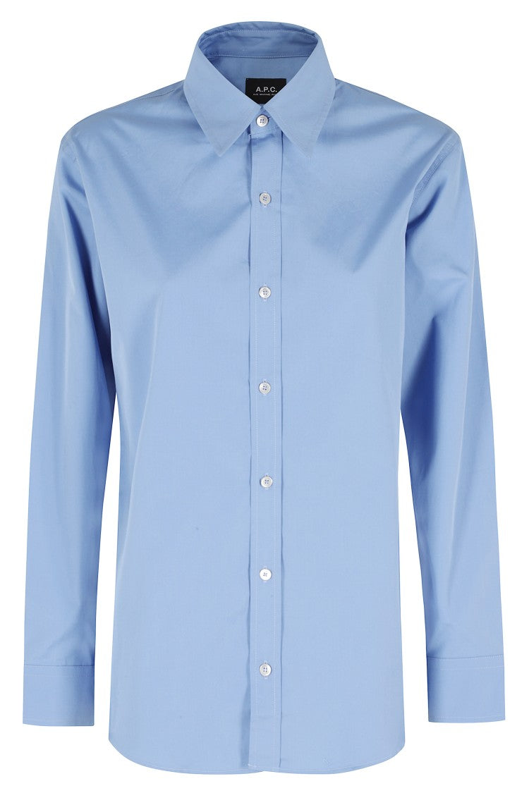 A.P.C. Light Blue Kayla Mother-Of-Pearl Cotton Shirt