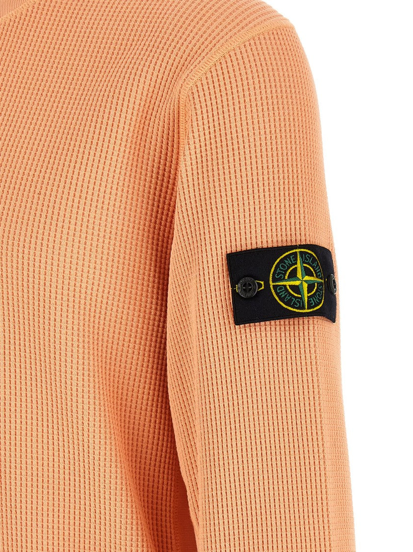 Stone Island Honeycomb Fleece Sweatshirt With Ribbed Side Inserts