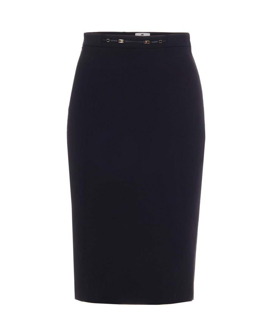 Elisabetta Franchi Black Gioiello Polyester Midi Skirt