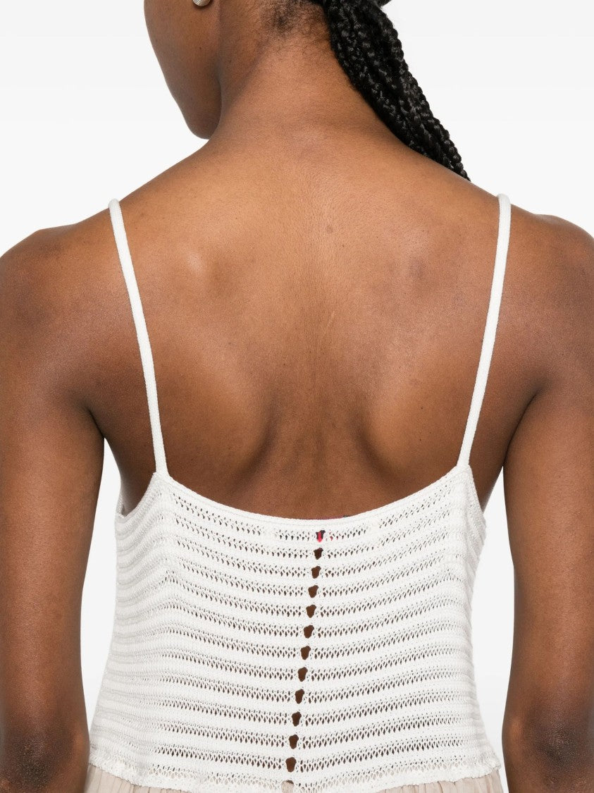 Jucca Two-Tone Fitted Crochet Maxi Dress