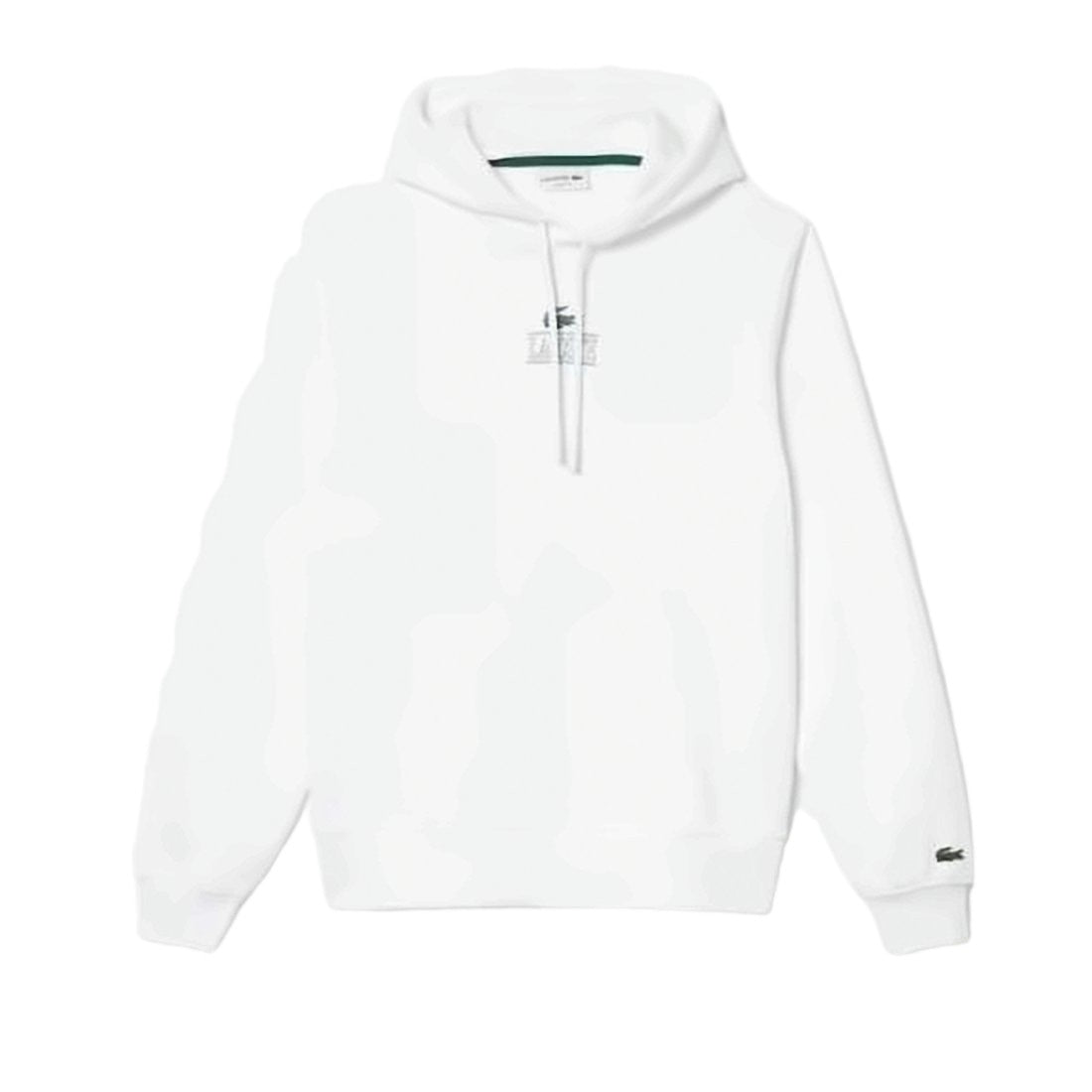 Lacoste Minimalist White Hoodie With Subtle Logo And Drawstring