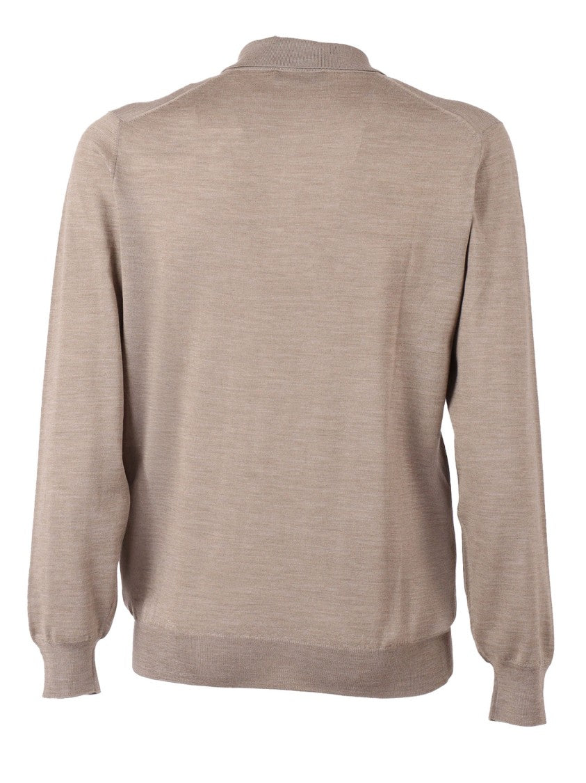 Fedeli Long-Sleeved Knitted Polo Sweater