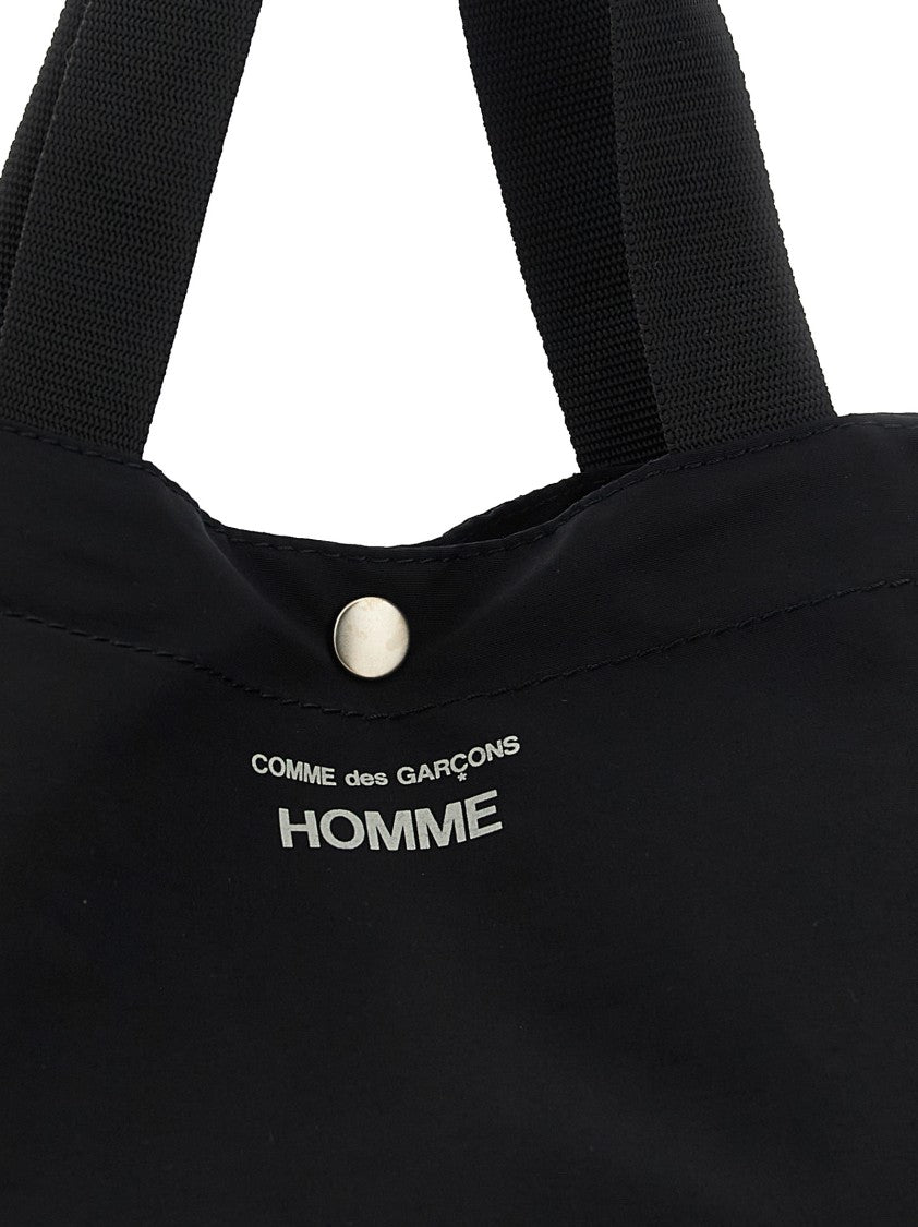Comme Des Garçons Structured Black Nylon And Cotton Tote Bag With Logo