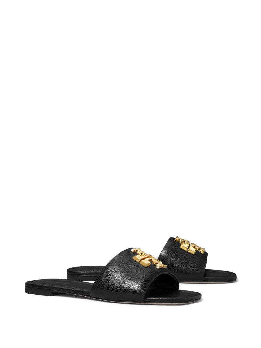 Tory Burch Black Open Toe Gold Strap Sandals