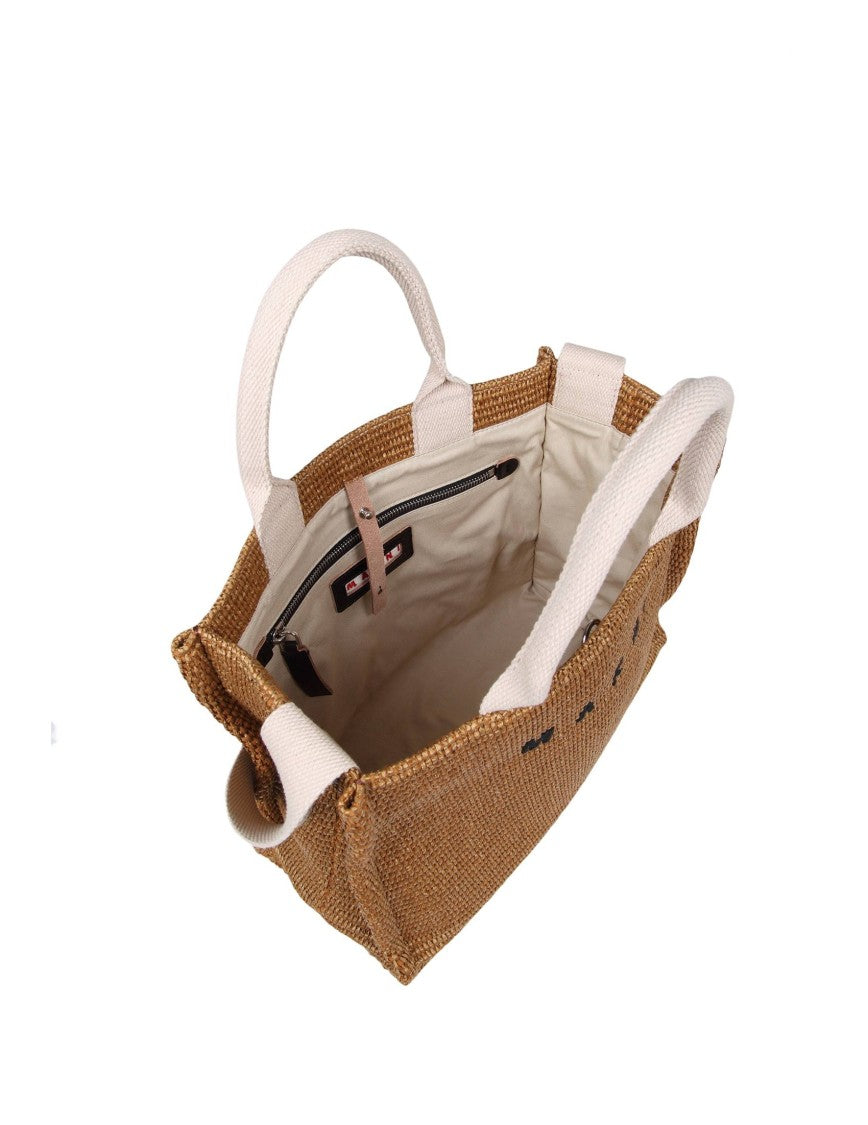 Marni Shopping Small In Natural Color Raffia Effect Fabric