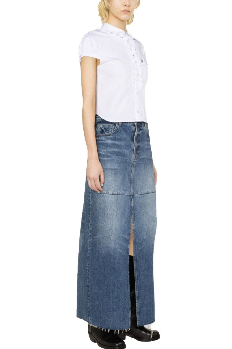 Dsquared2 White Cotton Ruffle-Placket Blouse