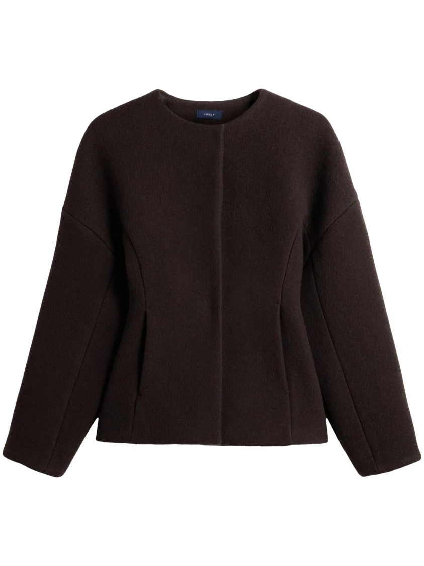 Soeur Boxy Cropped Jacket With Textured Fabrication