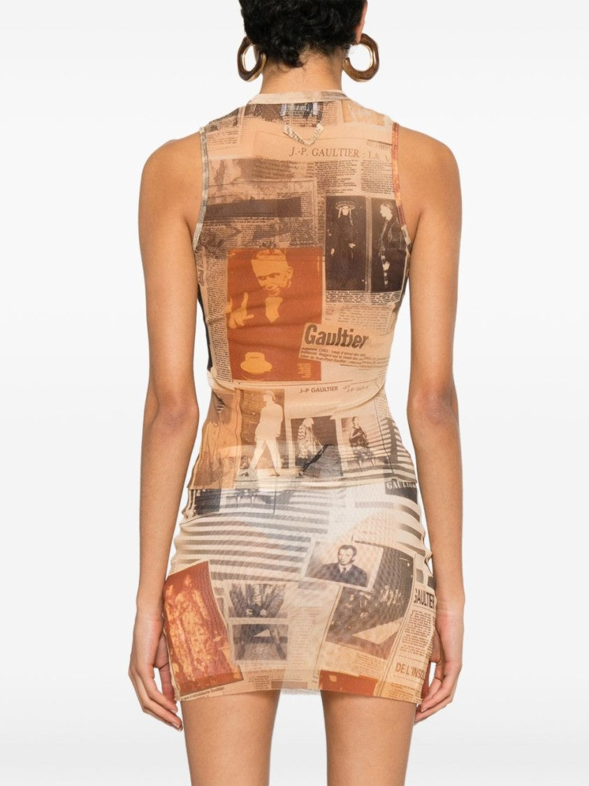 Jean Paul Gaultier Collage-Print Silk And Nylon Sleeveless Top