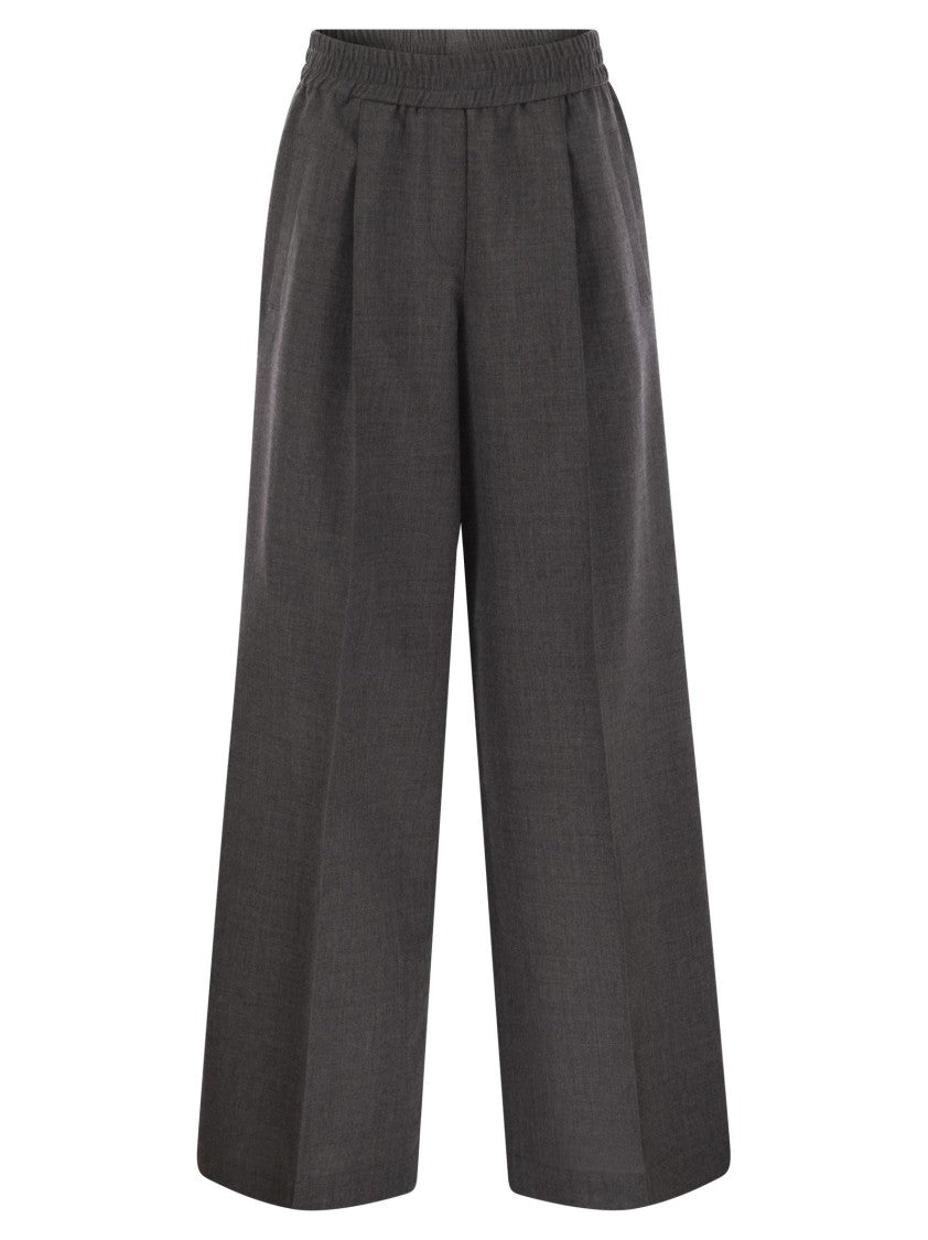 Brunello Cucinelli Loose Track Trousers In Virgin Wool Organza