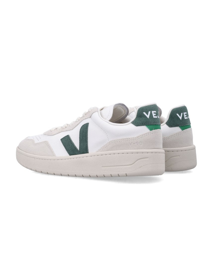 Veja V-90 Leather Sneakers White And Cyprus