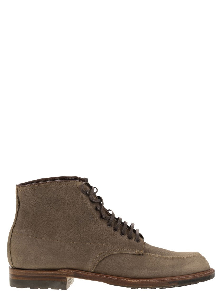 Alden Brown Suede Lace-Up Ankle Boot With Commando Sole