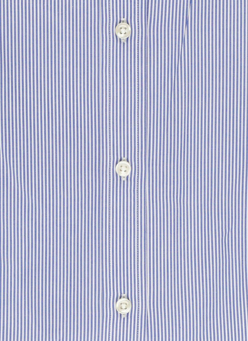 Polo Ralph Lauren Blue Embroidered Pony Striped Cotton Slim Shirt