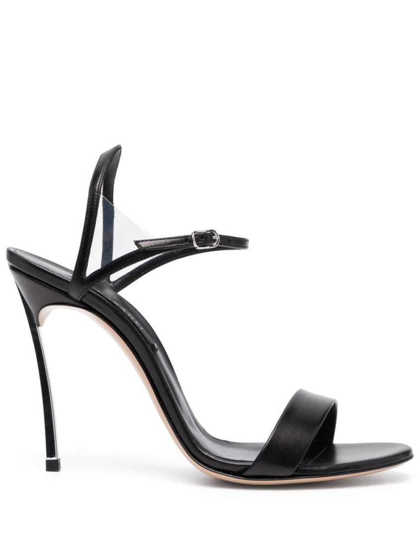 Casadei Black Leather Sandals With Steel Blade Heel