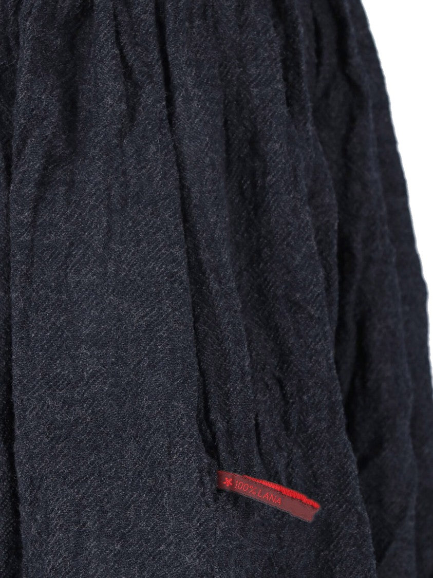 Daniela Gregis Grey Wool Elastic Waist Midi Skirt