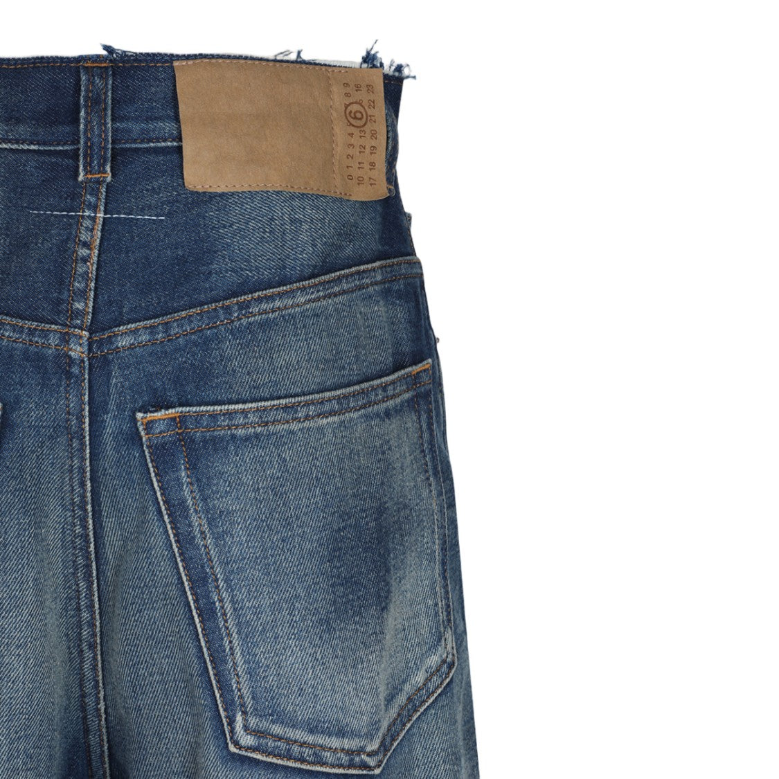 Mm6 By Maison Margiela High-Waisted Jeans With Frayed Waistband