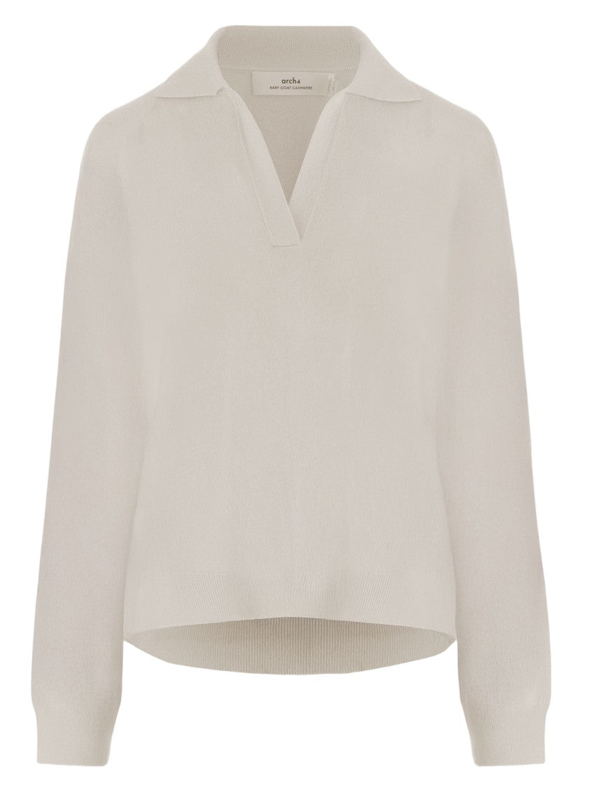 Arch4 V-Neck Cashmere Sweater With Polo Collar