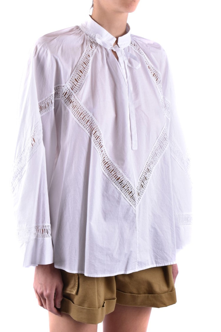 Dondup White Cotton Long-Sleeved Top