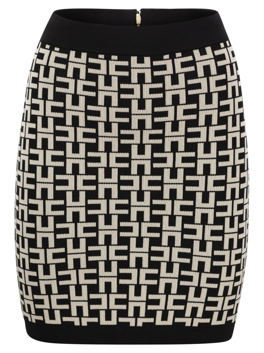 Elisabetta Franchi Viscose Logo Jacquard Miniskirt